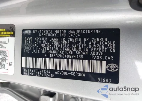 2004 Toyota Camry Se from USA, damaged, VIN 4T1BE32K84U894155